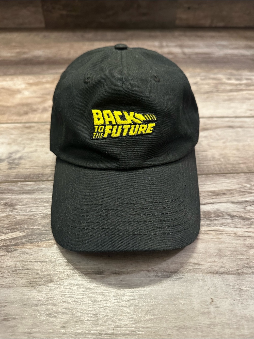 Back to the Future Kids Black Baseball Cap with Yellow Logo